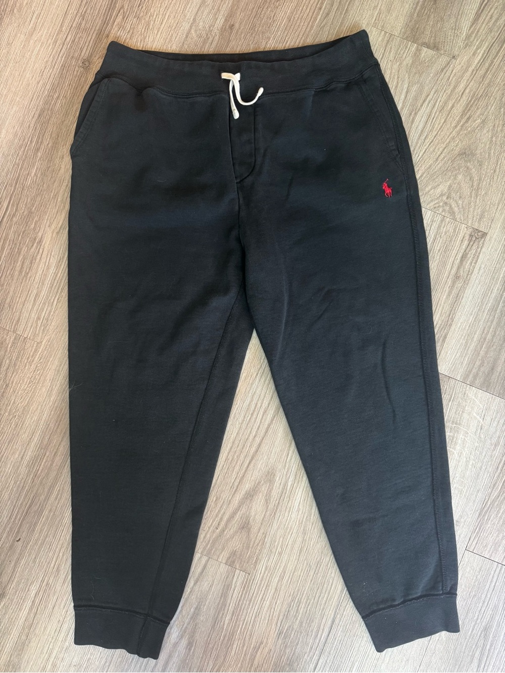 Polo Ralph Lauren Mens Black Fleece Joggers Red Pony Logo Sweatpants XL